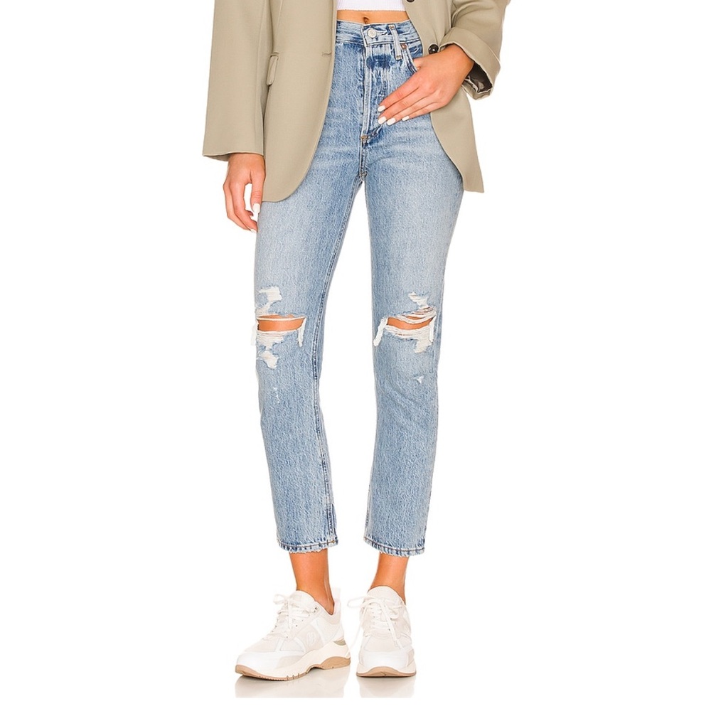AGOLDE Riley High Rise Straight Crop in Blitz size 27